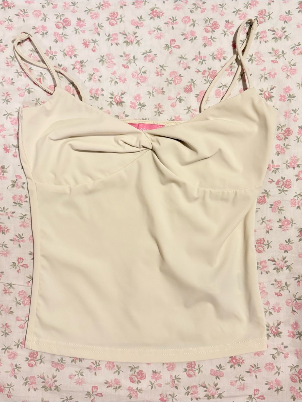 Butter Yellow Twist-Front Spaghetti Strap Women's Top